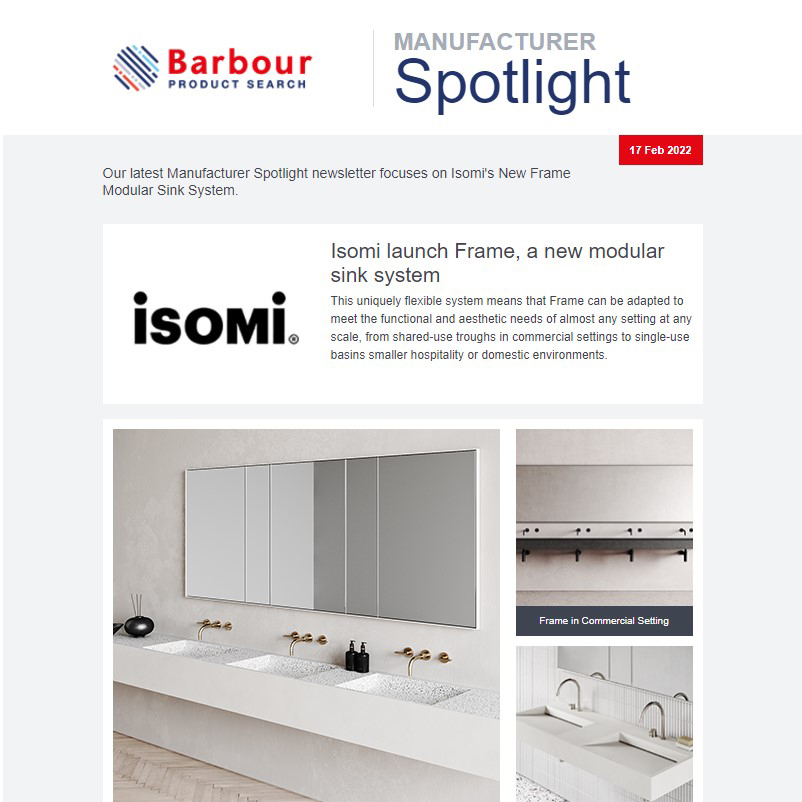 Manufacturer Spotlight |	 Isomi launch Frame, a new modular sink system